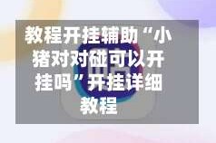教程开挂辅助“小猪对对碰可以开挂吗”开挂详细教程