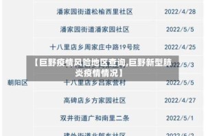 【巨野疫情风险地区查询,巨野新型肺炎疫情情况】